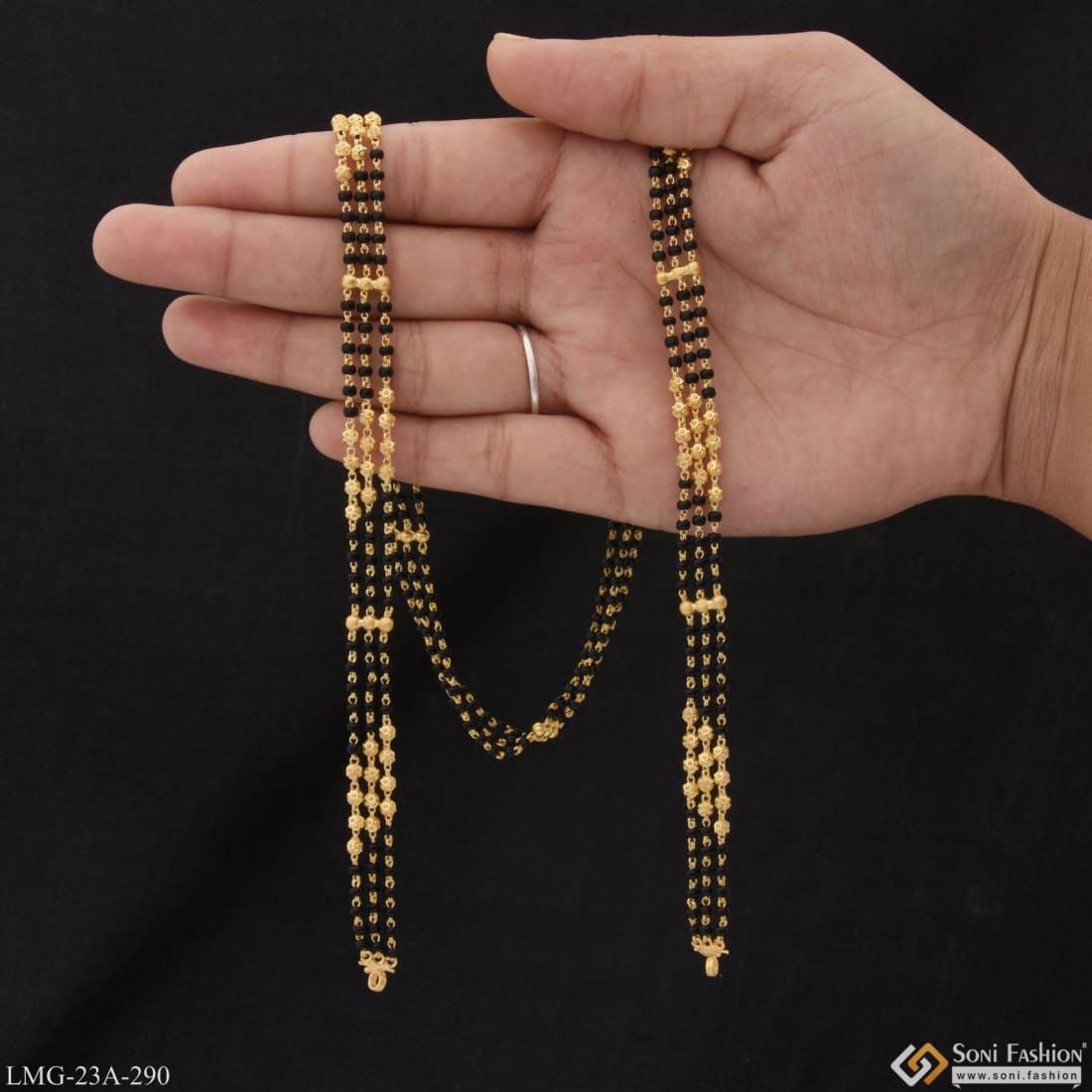 Mangalsutra Triple Chain Oxidized Golden Pendant Mangalsutra Gold