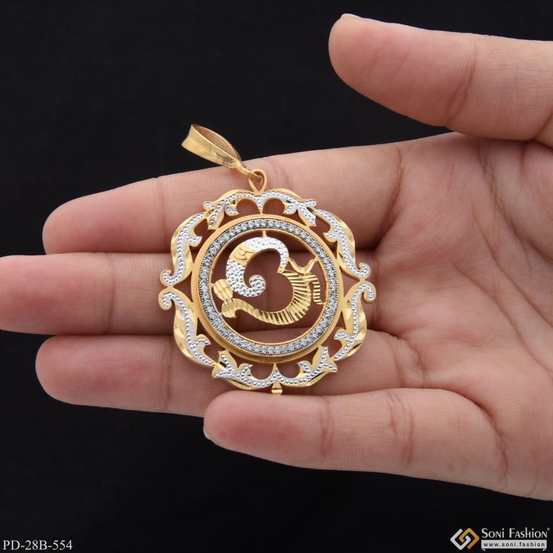 Pendant Om Attire Jewellery Gram Gold Plated Om With Diamond