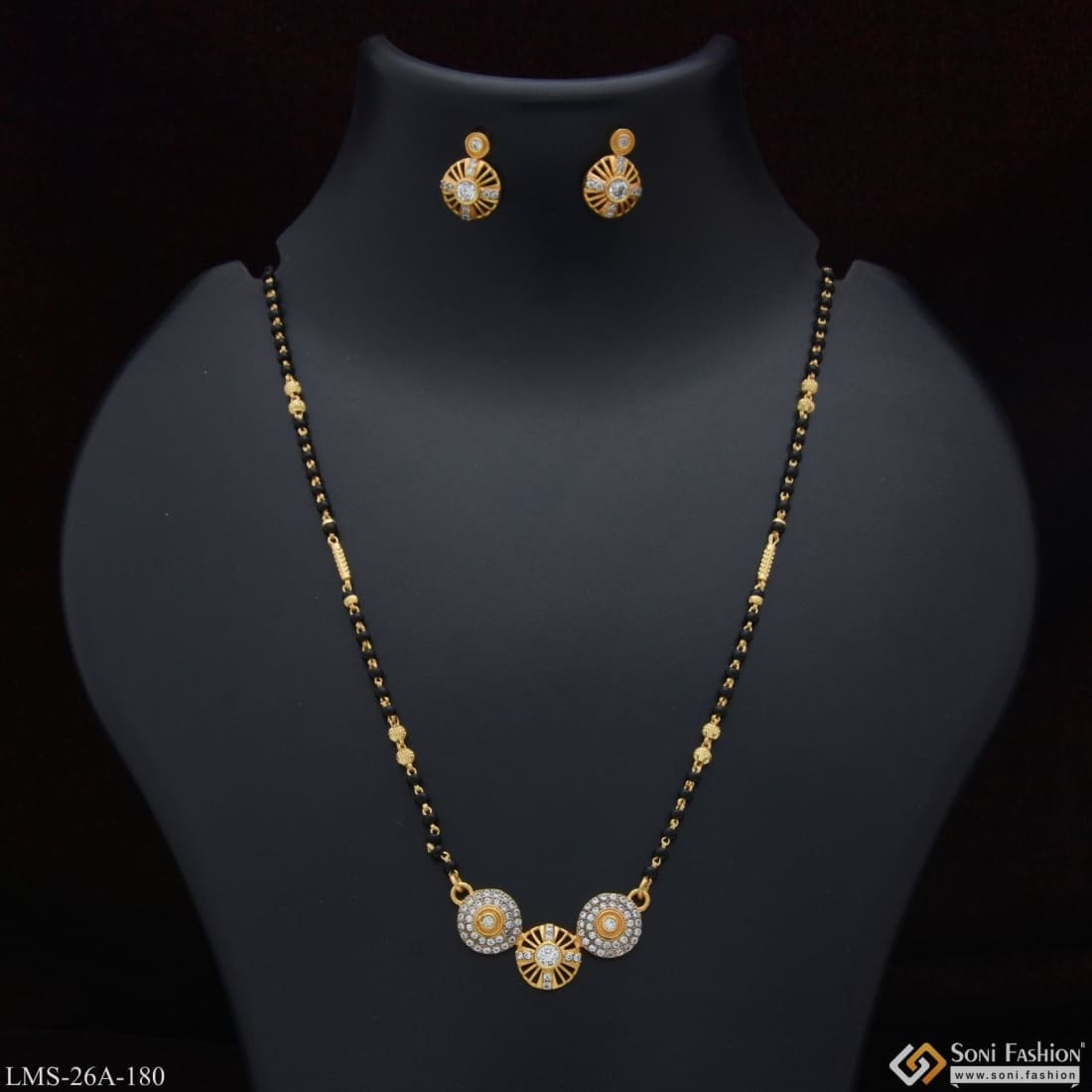 Gold Necklace Two Gram Gold Mangalsutra Lustrous 22 Karat Yellow
