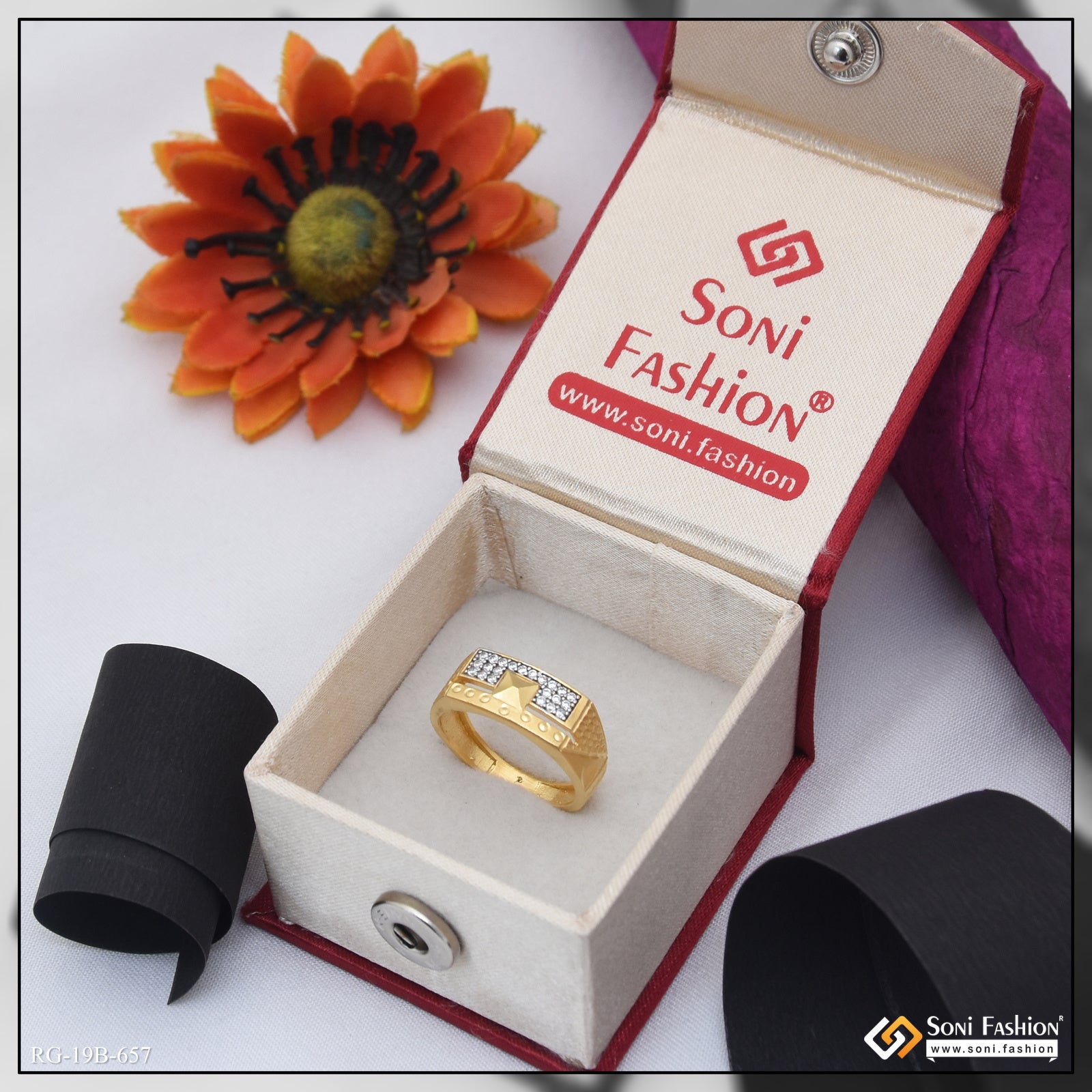 Gram Gold Plated Delicate Design Diamond Ring for Men Style