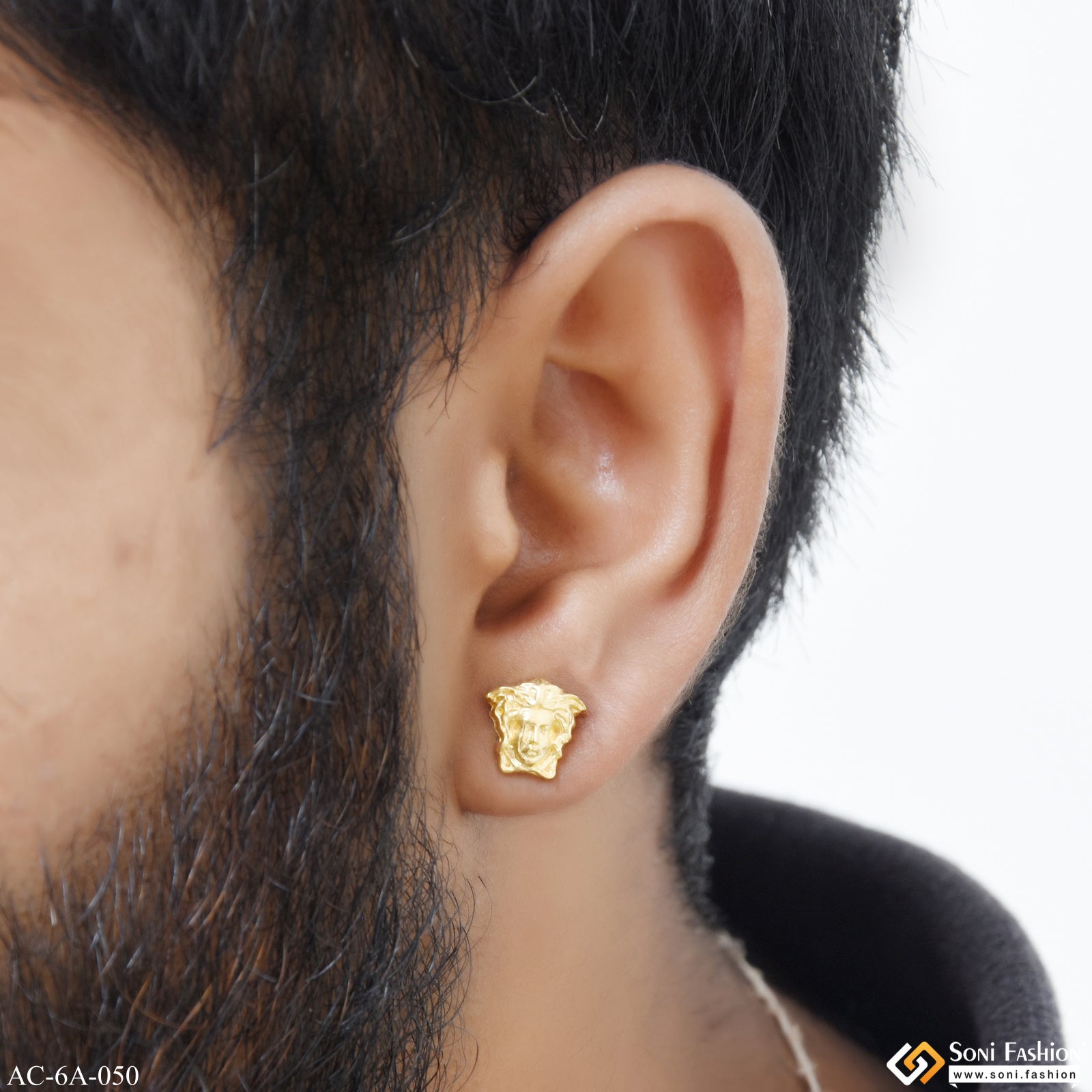 Gram Gold Plated Gorgeous Design Stud Earring for Men (1 Pc) Style A050