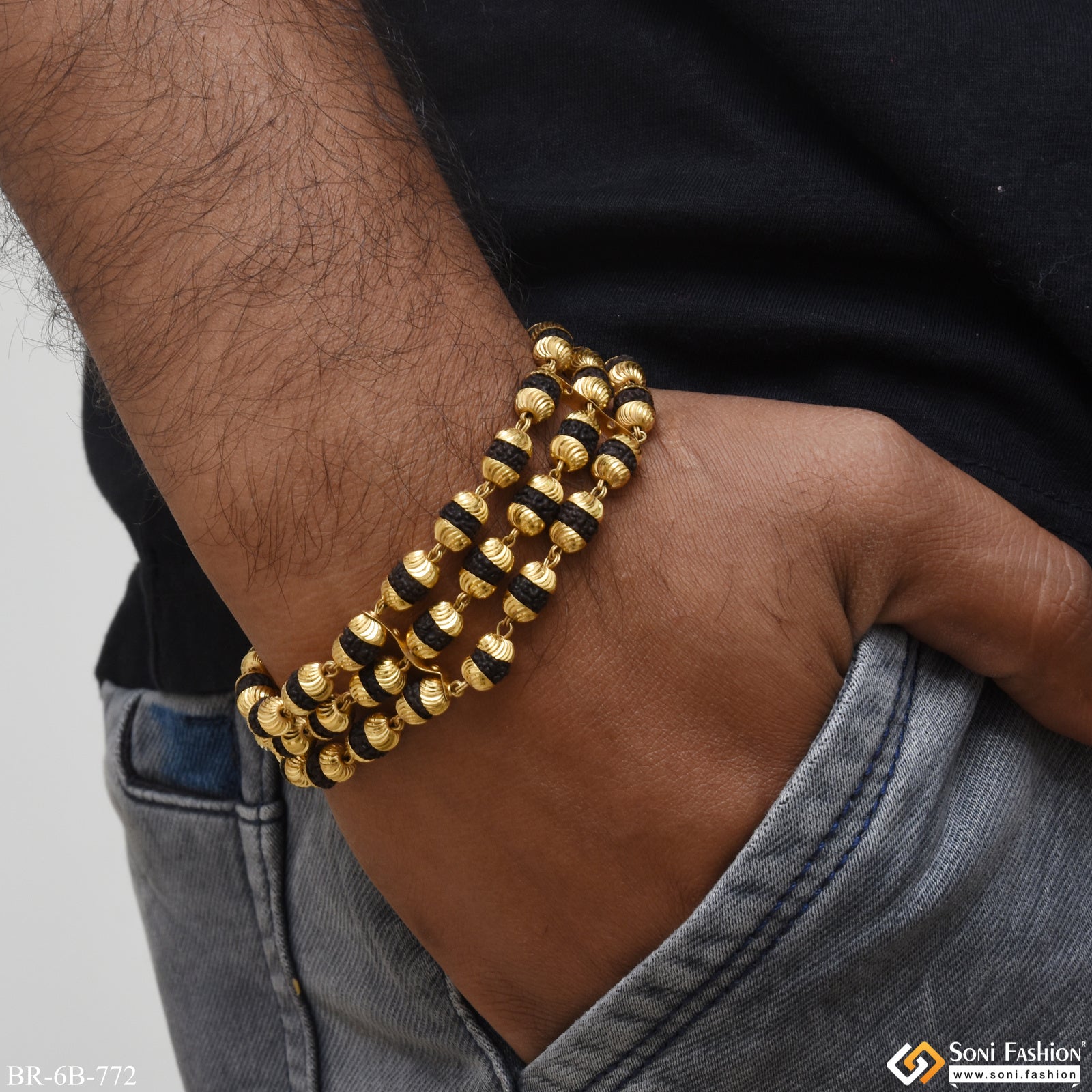 Line Superior Quality Graceful Design Gold Plated Rudraksha