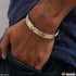 Rectangle Linked Dual Colour Design Golden & Silver Bracelet For Men - Style B182