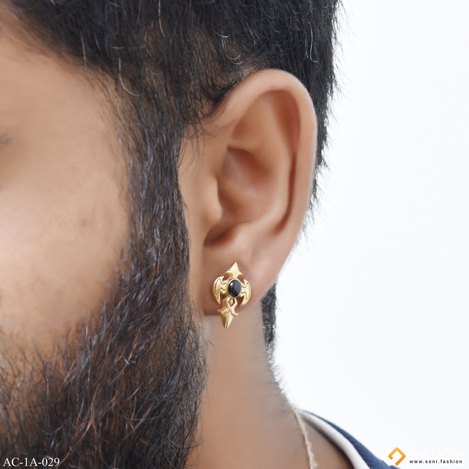 Golden Sword Cross Surgical Steel Stud Earring for Men (1 Pc) Style A029