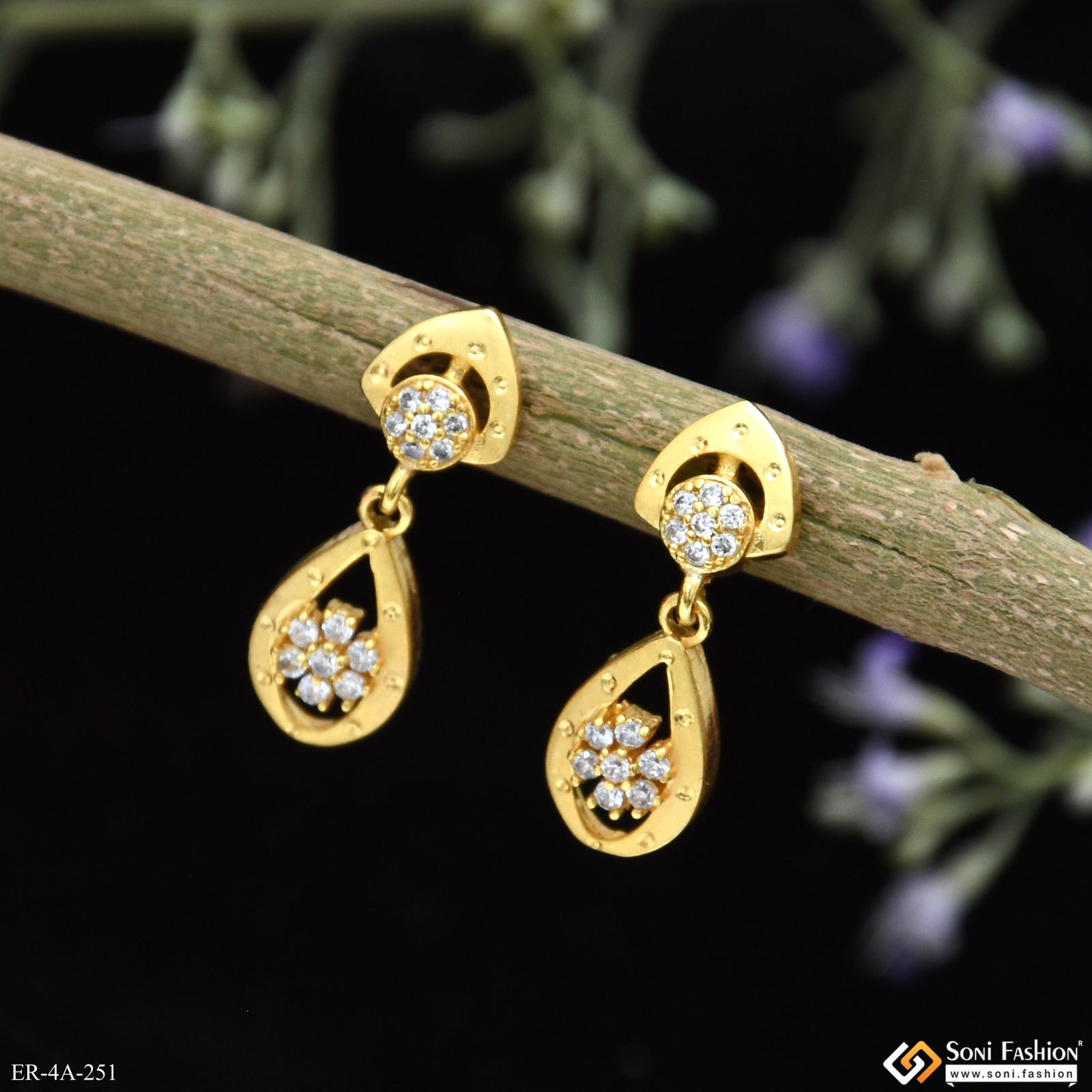Brilliant Design Gold Plated Earrings for Ladies Style A251