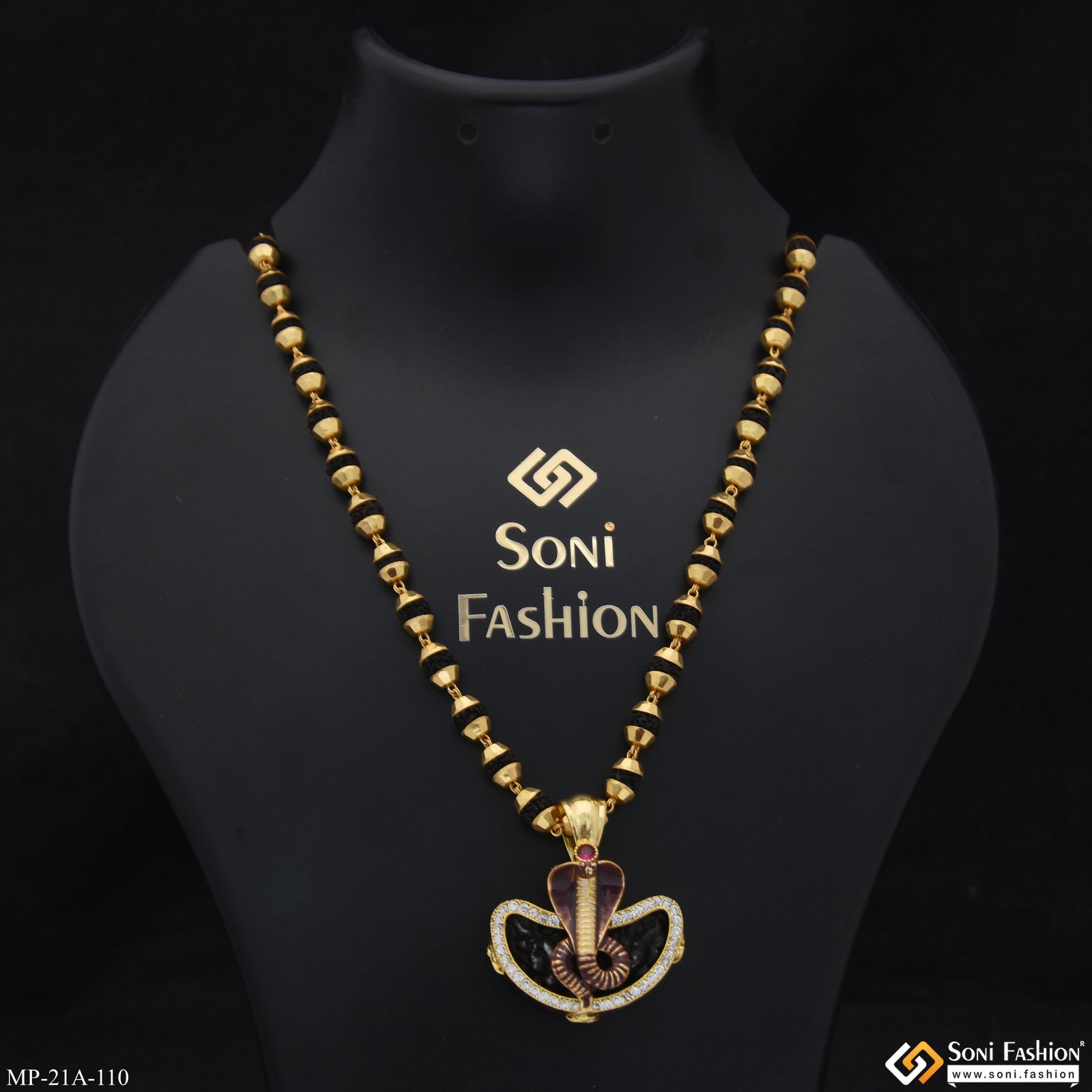 Goga Maharaj Gold Plated Pendant with Rudraksha Mala for Men
