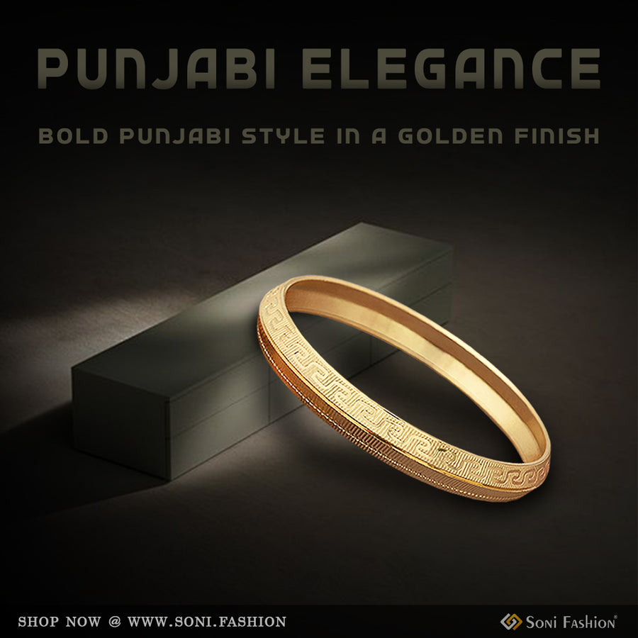 1 Gram Gold Plated Gorgeous Design Punjabi Kada for Men - Style B138