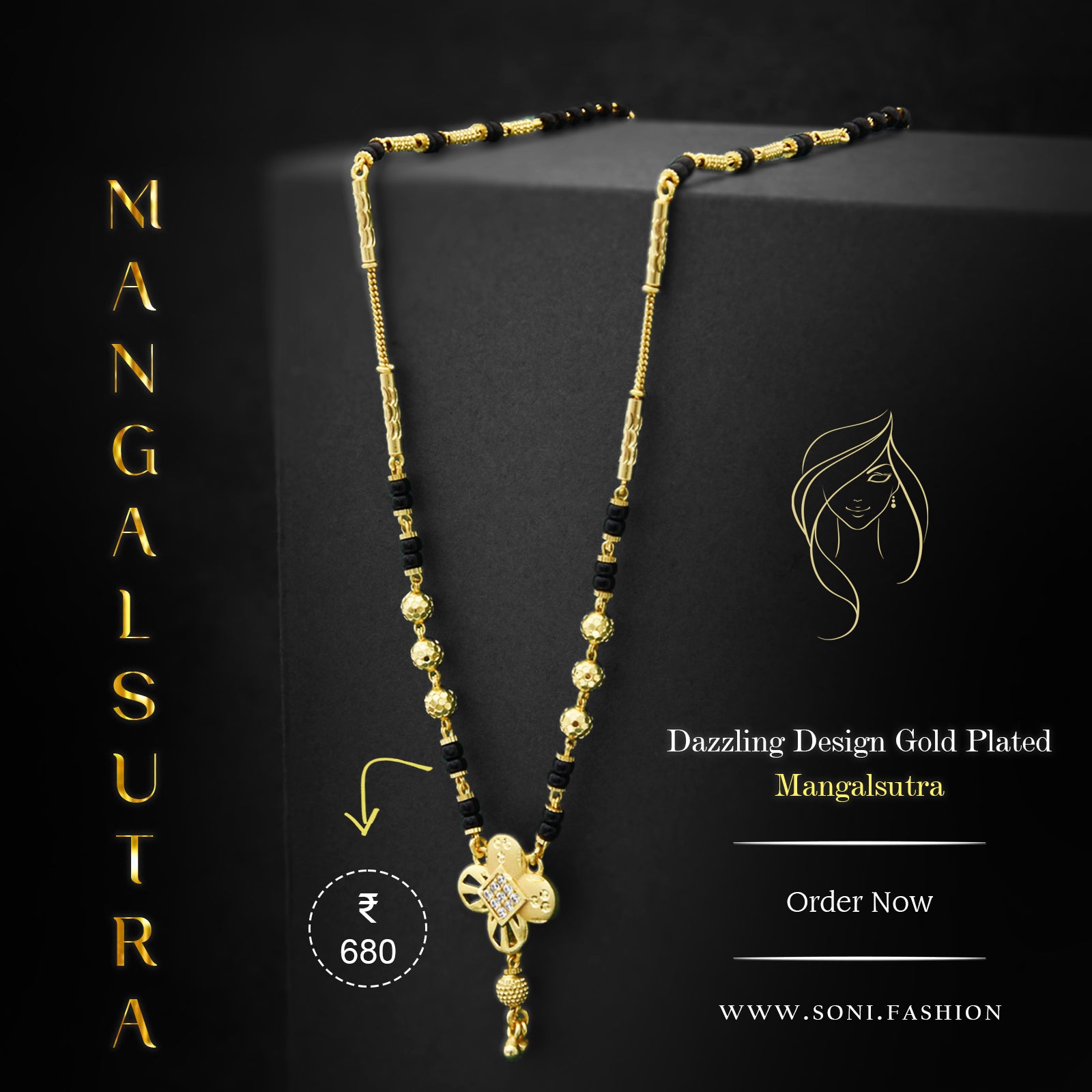 Dazzling Design Gold Plated Mangalsutra for Women Style A529