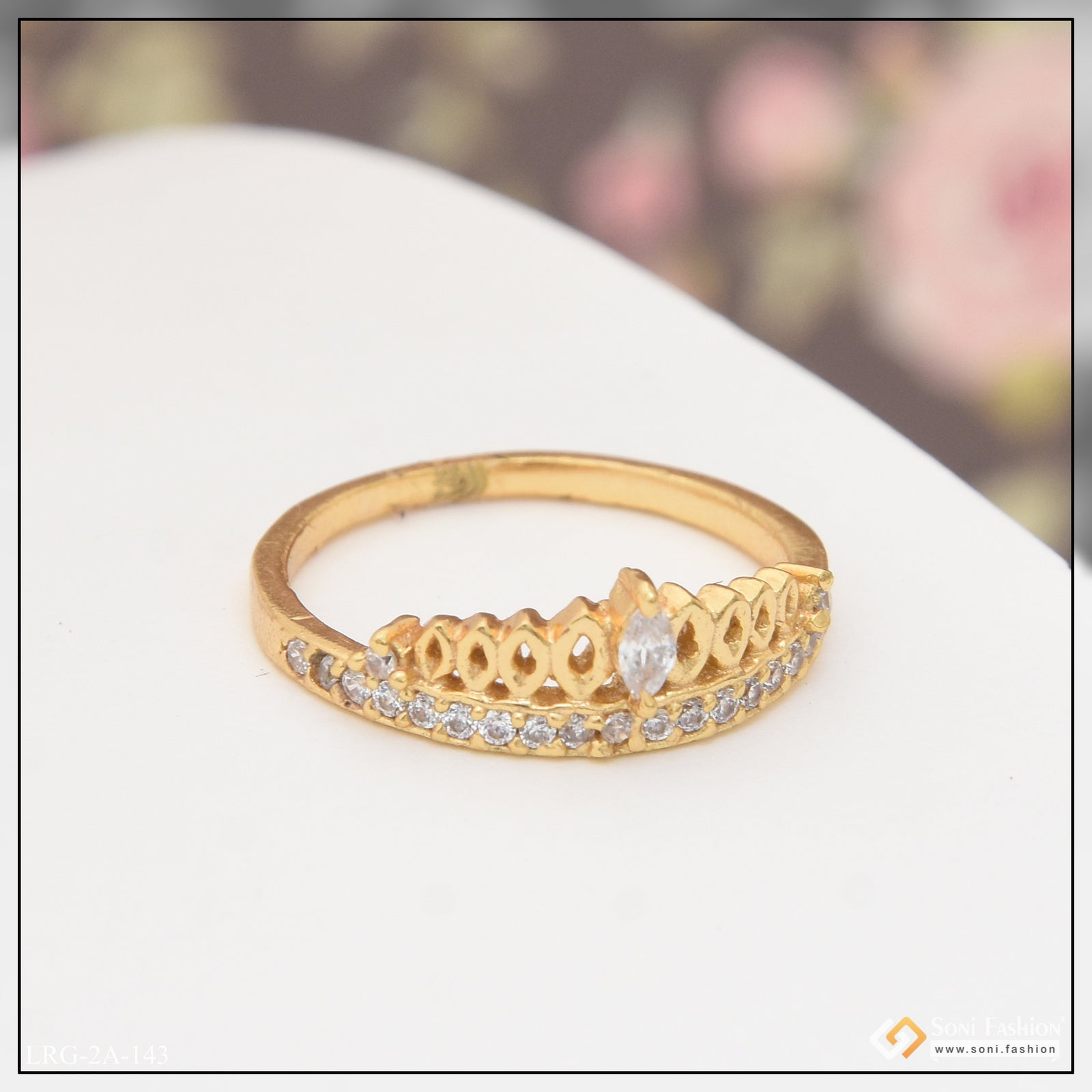 Artisanal Design with Diamond Fancy Design Gold Plated Ring for