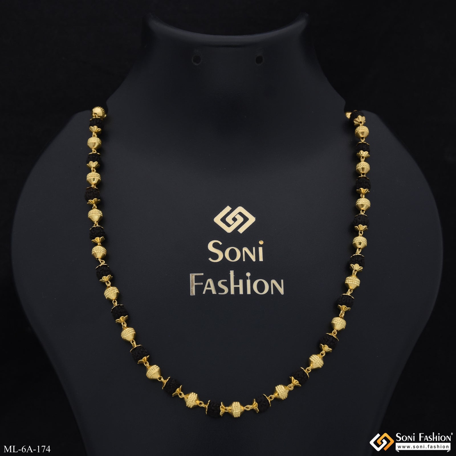 Sophisticated Design Gold Plated Rudraksha Mala for Men Style