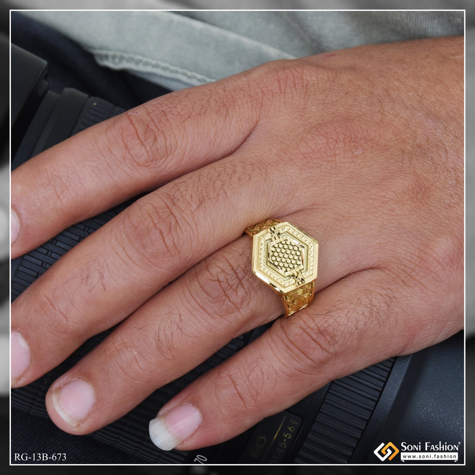 Gram Gold Plated Prominent Design Ring for Men Style B673