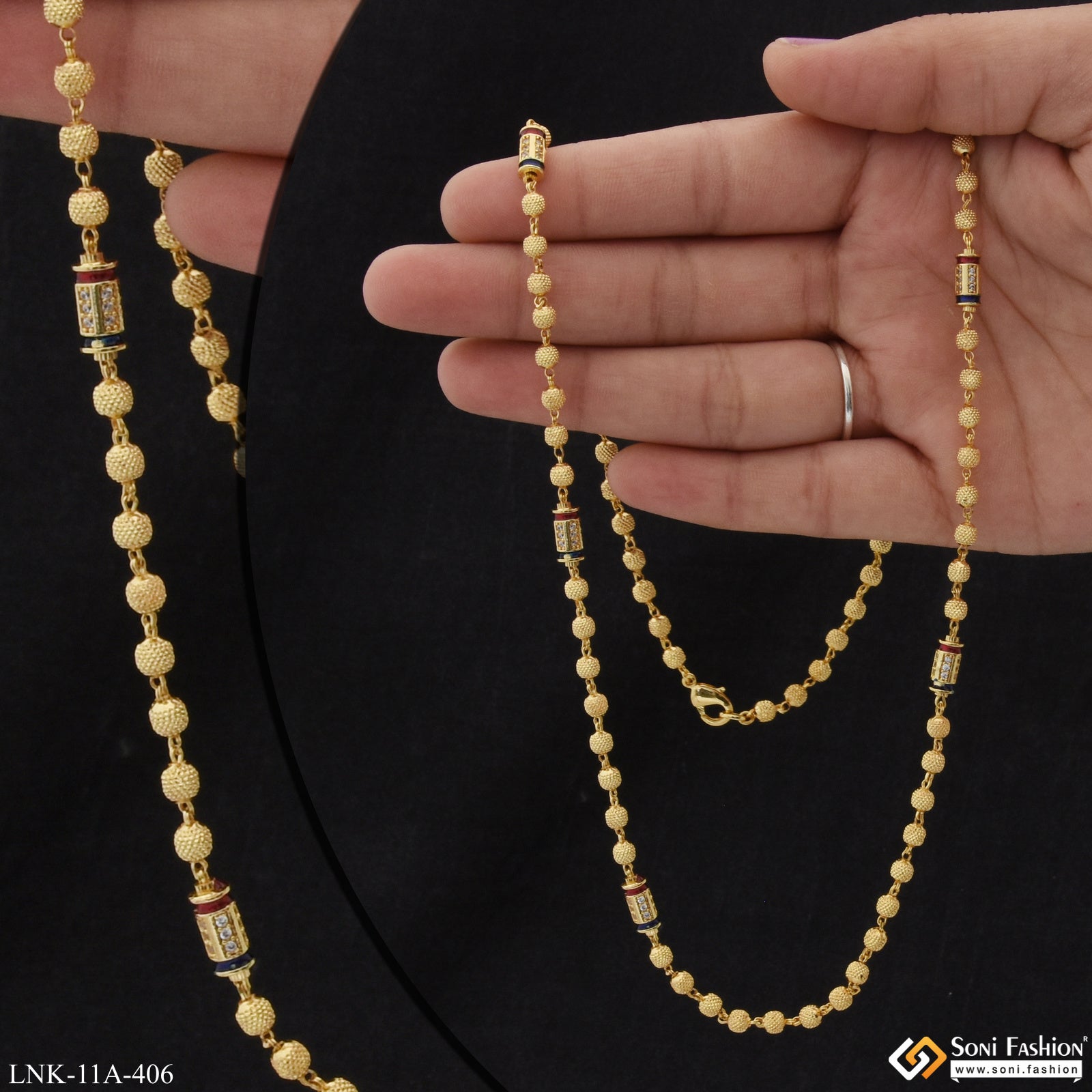 Charming Design with Diamond Cool Design Gold Plated Mala for Women Style A406