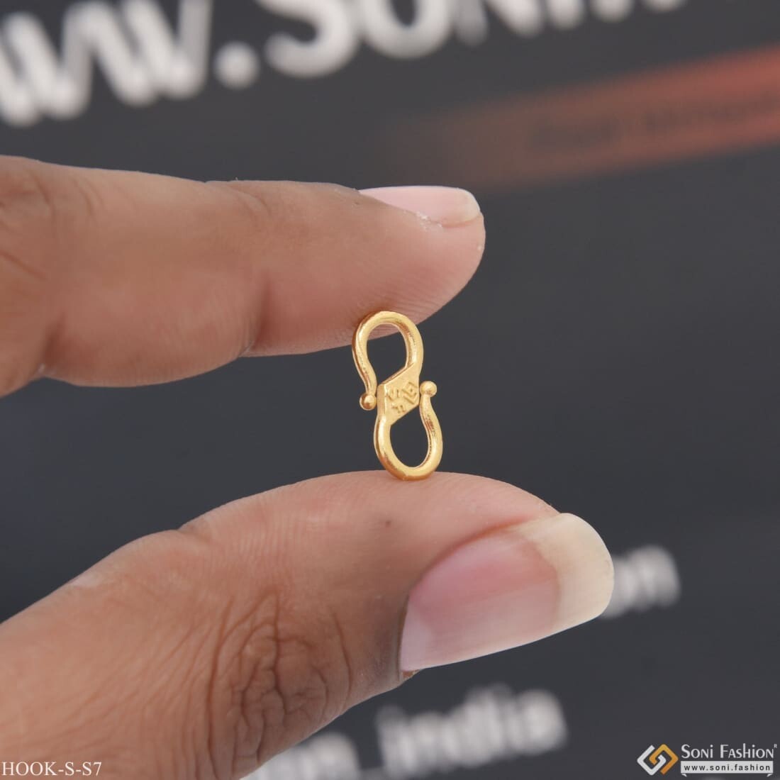 Small Size - S Hook for Chain - Gold Plated - Design S7