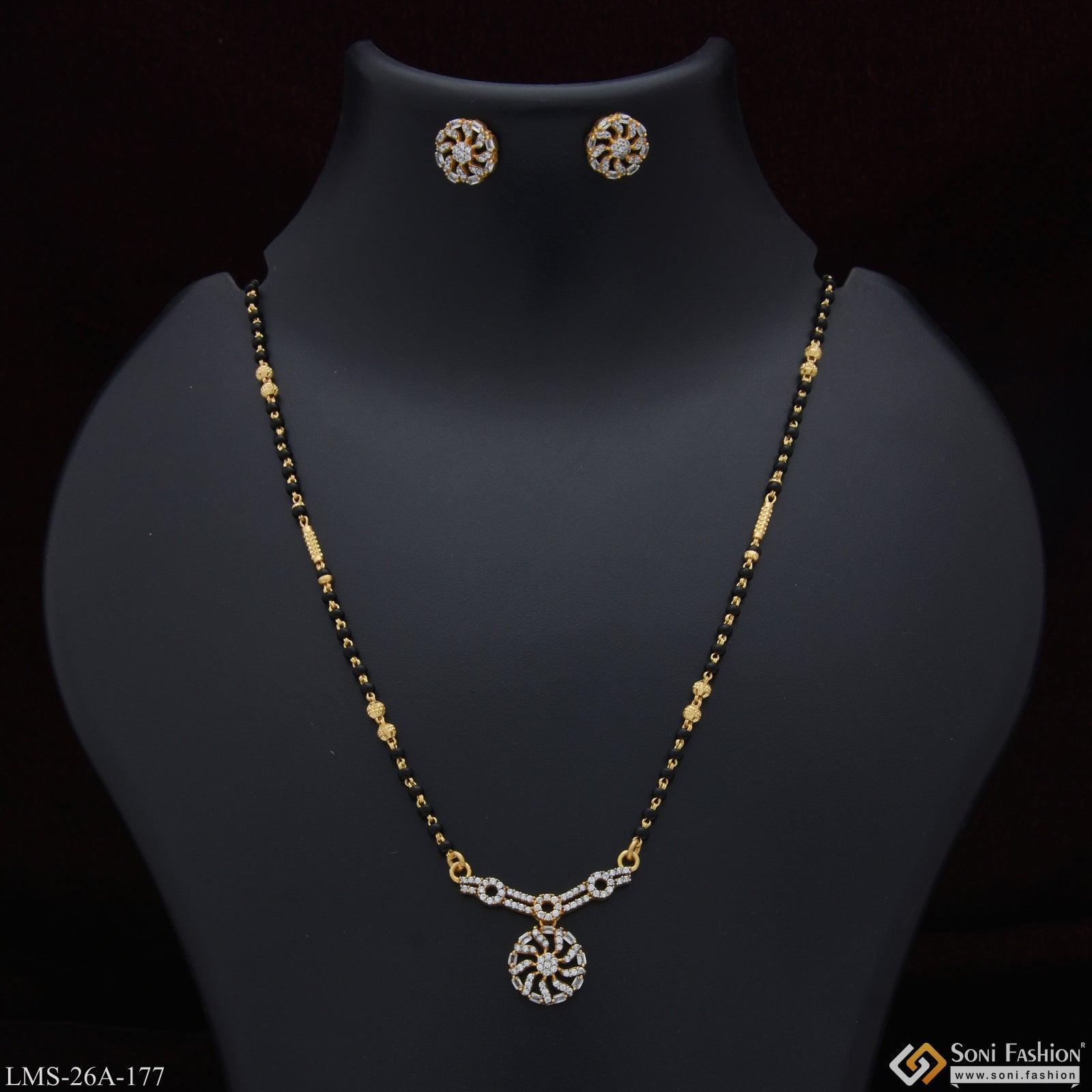 Gram Gold Plated With Diamond Funky Design Mangalsutra Set For Women Style A177