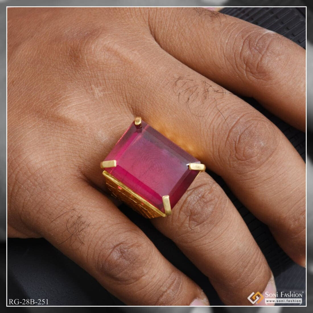 Gram Gold Plated Pink Stone Best Quality Elegant Design Ring For