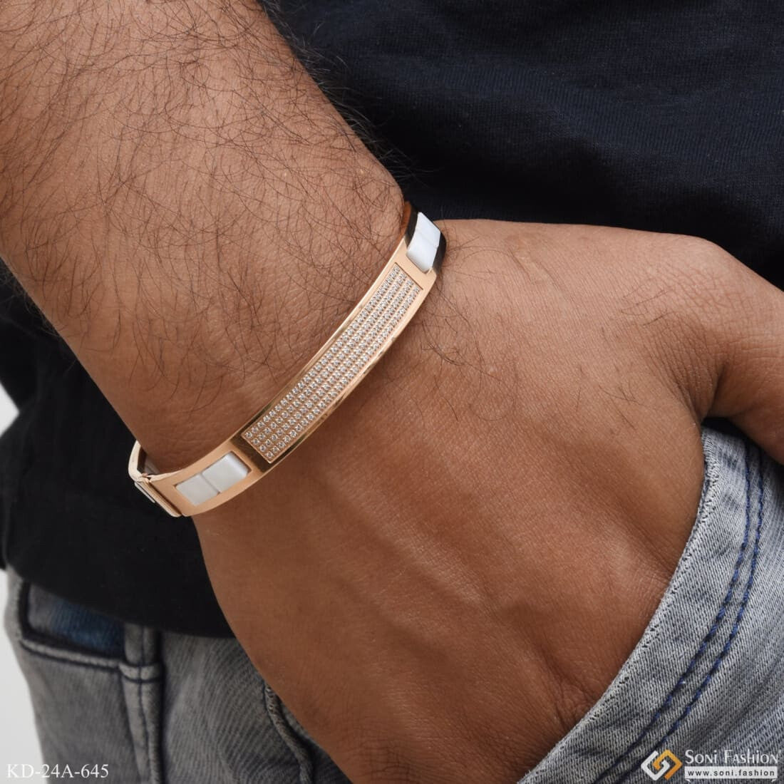 White Gold Kada Tanishq Jewellery Mens Kada White Ceramic With