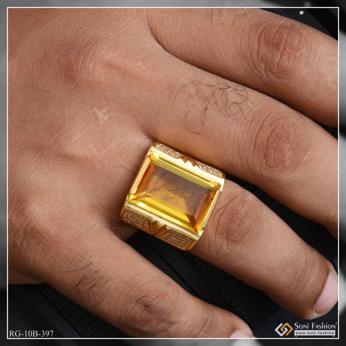 Gold Plated Ring Real Gold Ring Design Large Barfi Shaped -Gold Plated Ring  – Monamaar