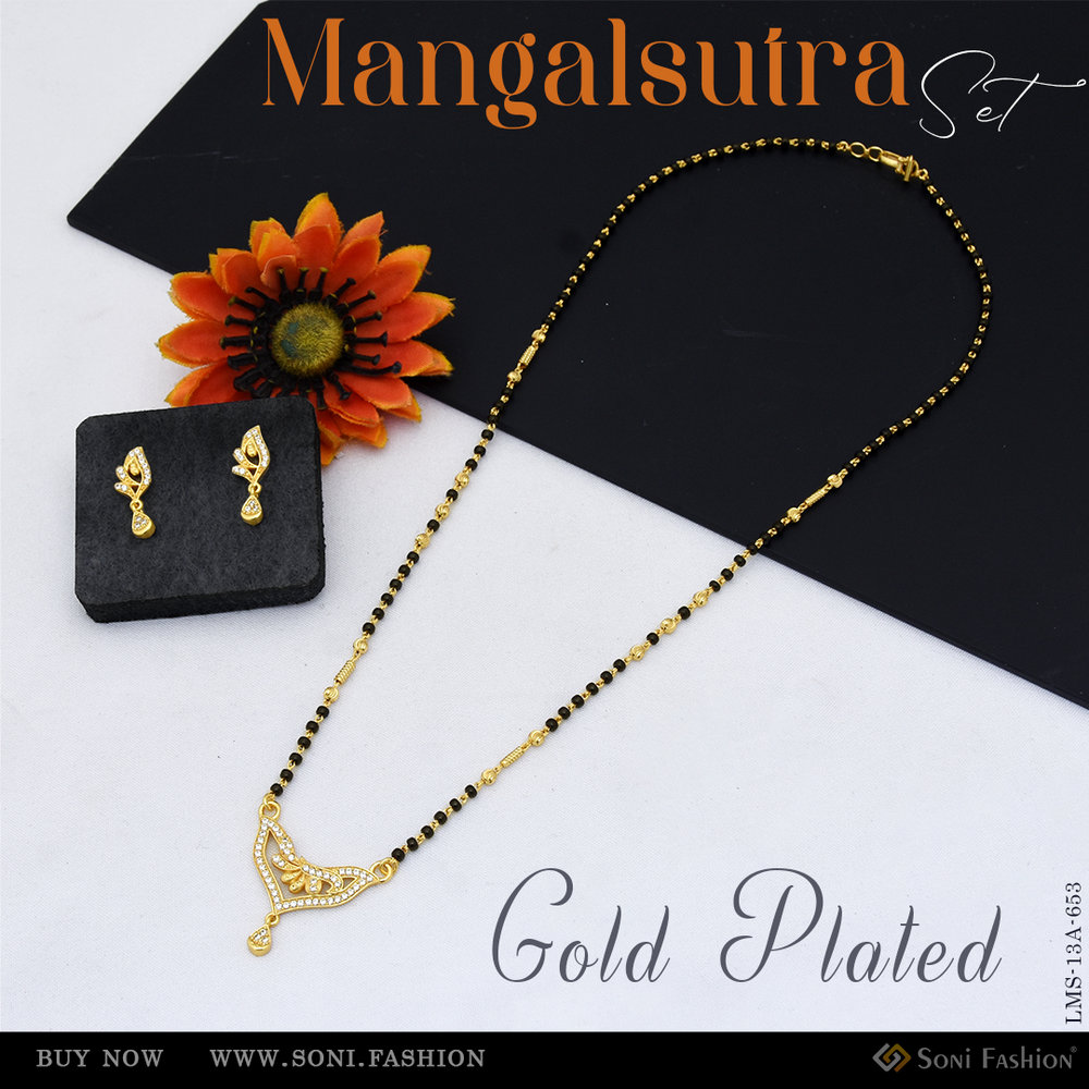 Gold Plated Mangalsutra Set with Earrings