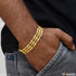 1 Gram Gold Forming 3 Line Gorgeous Design Gold Plated Bracelet for Men - Style B758