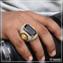 1 Gram Gold Forming Black Stone with Diamond Funky Design Ring for Men - Style A856