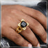 1 Gram Gold Forming Black Stone with Diamond Funky Design Ring for Men - Style A886