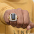 1 Gram Gold Forming Black Stone With Diamond Gold Plated Ring For Men - Style A004