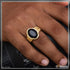 1 Gram Gold Forming Blue Stone with Diamond Best Quality Ring for Men - Style A964