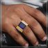 1 Gram Gold Forming Blue Stone with Diamond Best Quality Ring for Men - Style A815