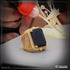 1 Gram Gold Forming Blue Stone with Diamond Fashionable Design Ring for Men - Style A774