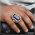 1 Gram Gold Forming Blue Stone with Diamond Fashionable Design Ring - Style A810
