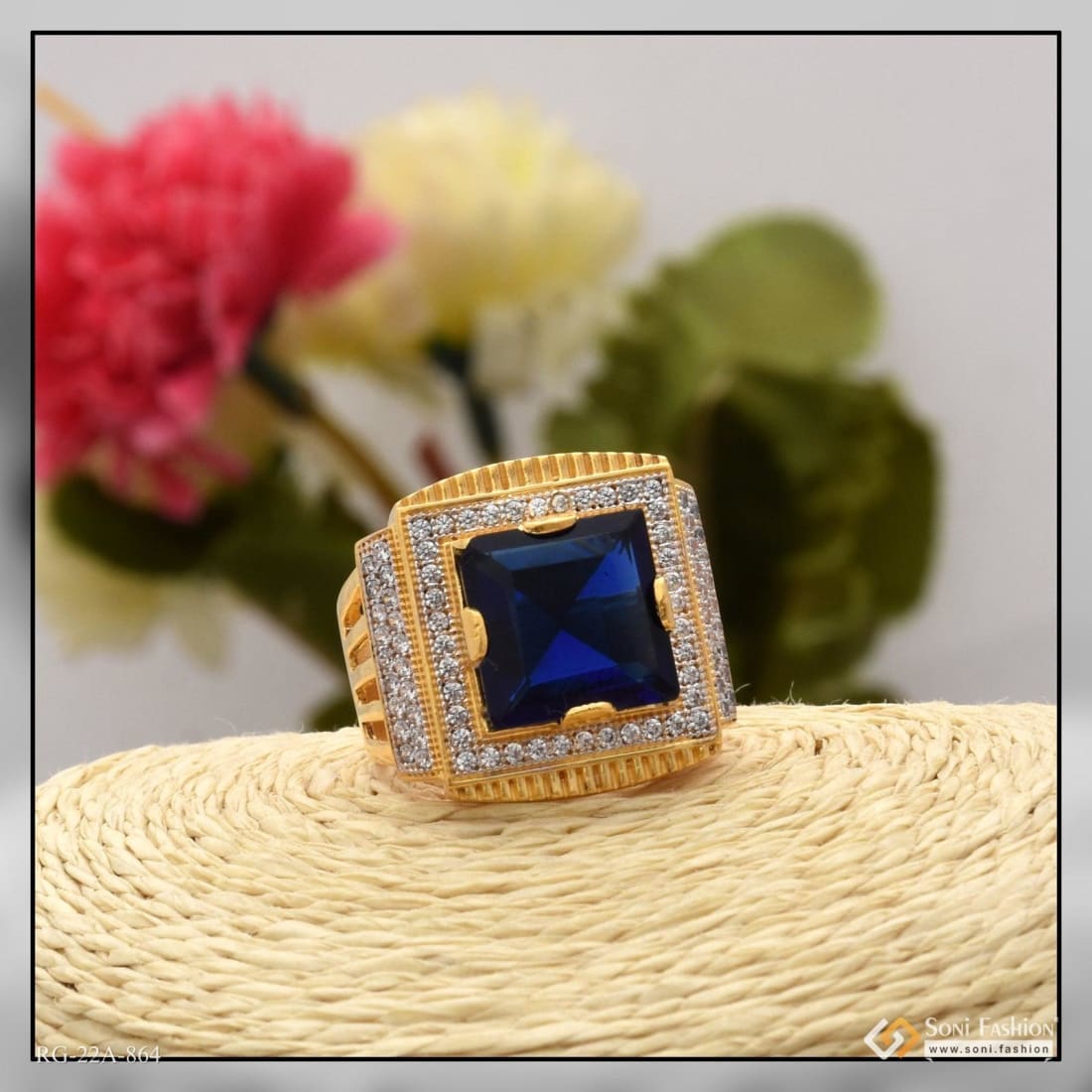 Buy Bluebell Blue Stone Gold Ring 18 KT yellow gold (2.108 gm). | Online By  Giriraj Jewellers