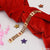 Gold Plated Rudraksha Bracelet with Red Velvet Bag and Purple Star Charm