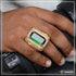 1 Gram Gold Forming Green Colour With Diamond Gold Plated Ring For Men - Style A951