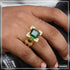1 Gram Gold Forming Green Stone with Diamond Best Quality Ring - Style A883