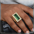 1 Gram Gold Forming Green Stone with Diamond Delicate Design Ring for Men - Style A960