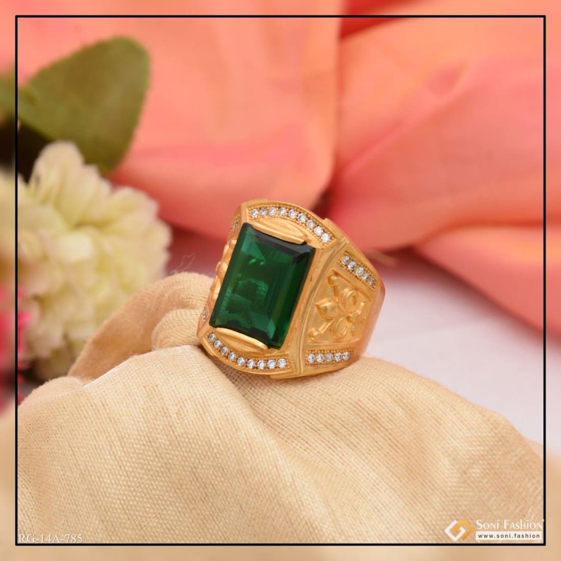 Buy Matte Finish Emerald Men Ring Vintage, 14k Solid Gold Men Ring, Green  Gemstone Ring for BF, Birthstone Ring, Emerald Solitaire Men's Ring Online  in India - Etsy