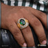 1 Gram Gold Forming - Green Stone With Diamond Gorgeous Design Ring - Style A737