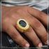 1 Gram Gold Forming Green Stone with Diamond Sophisticated Design Ring - Style A812