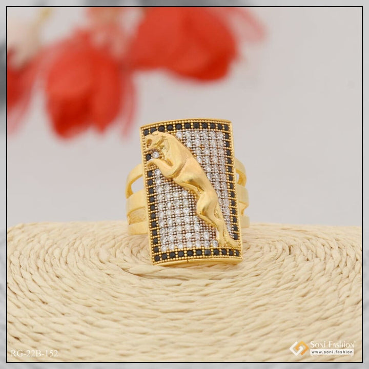 Gram Gold Forming Jaguar with Diamond Gorgeous Design Ring for Men Style B152