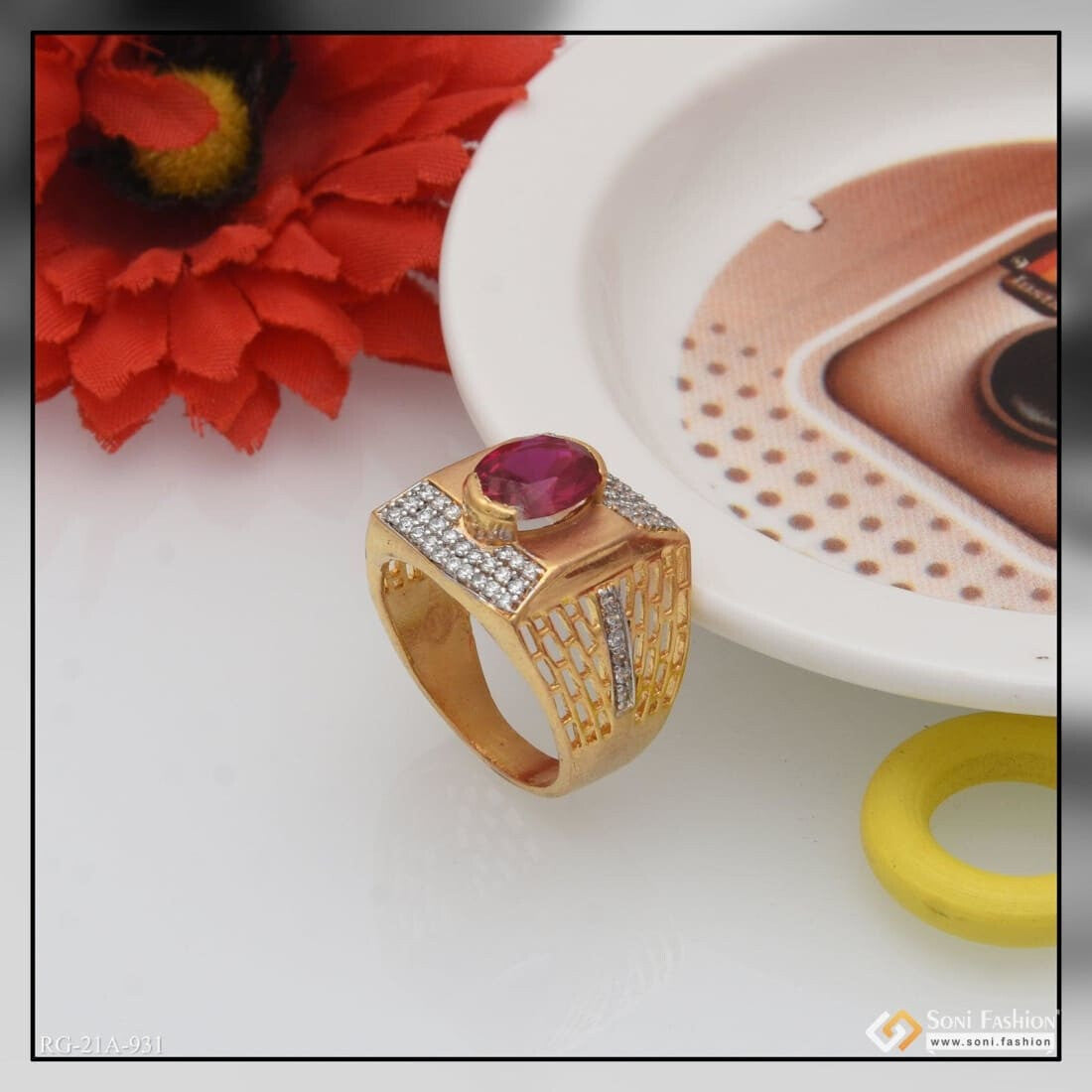 1 Gram Gold Forming Jaguar With Diamond Antique Design Ring For Men - –  Soni Fashion®