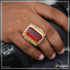 1 Gram Gold Forming Red Colour Jaguar with Diamond Gold Plated Ring - Style A952