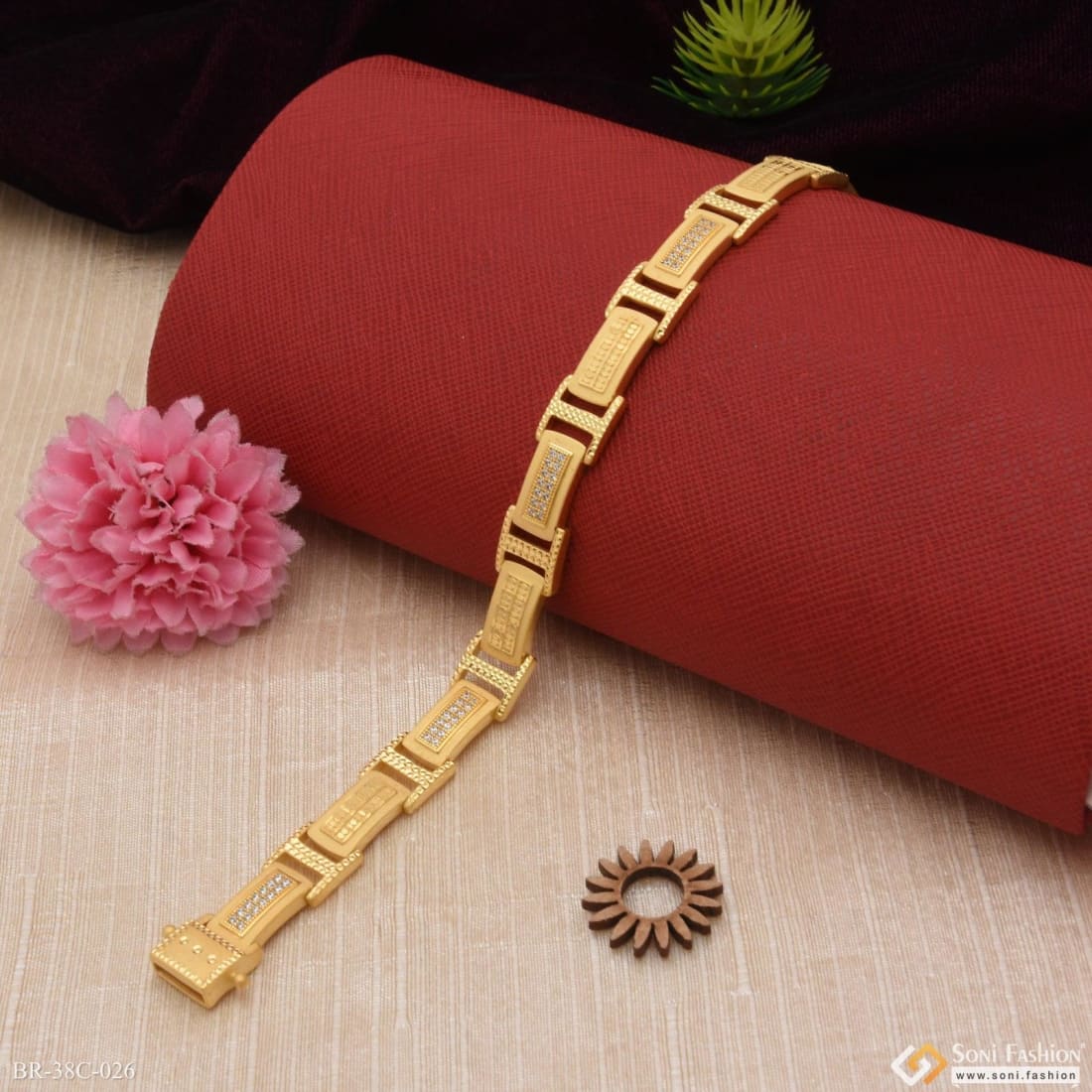Traditional Men's Bracelet Party Wear Jewelry One Gram Gold Designs BRAC181