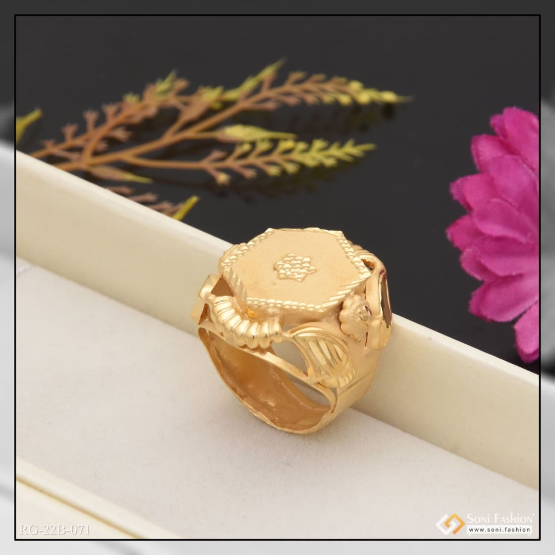 22k Ring Solid Gold ELEGANT Filigree Leaf Design Ladies Band r2398 | Royal  Dubai Jewellers