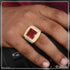 1 Gram Gold Forming Red Stone With Diamond Gorgeous Design Ring For Men - Style A867