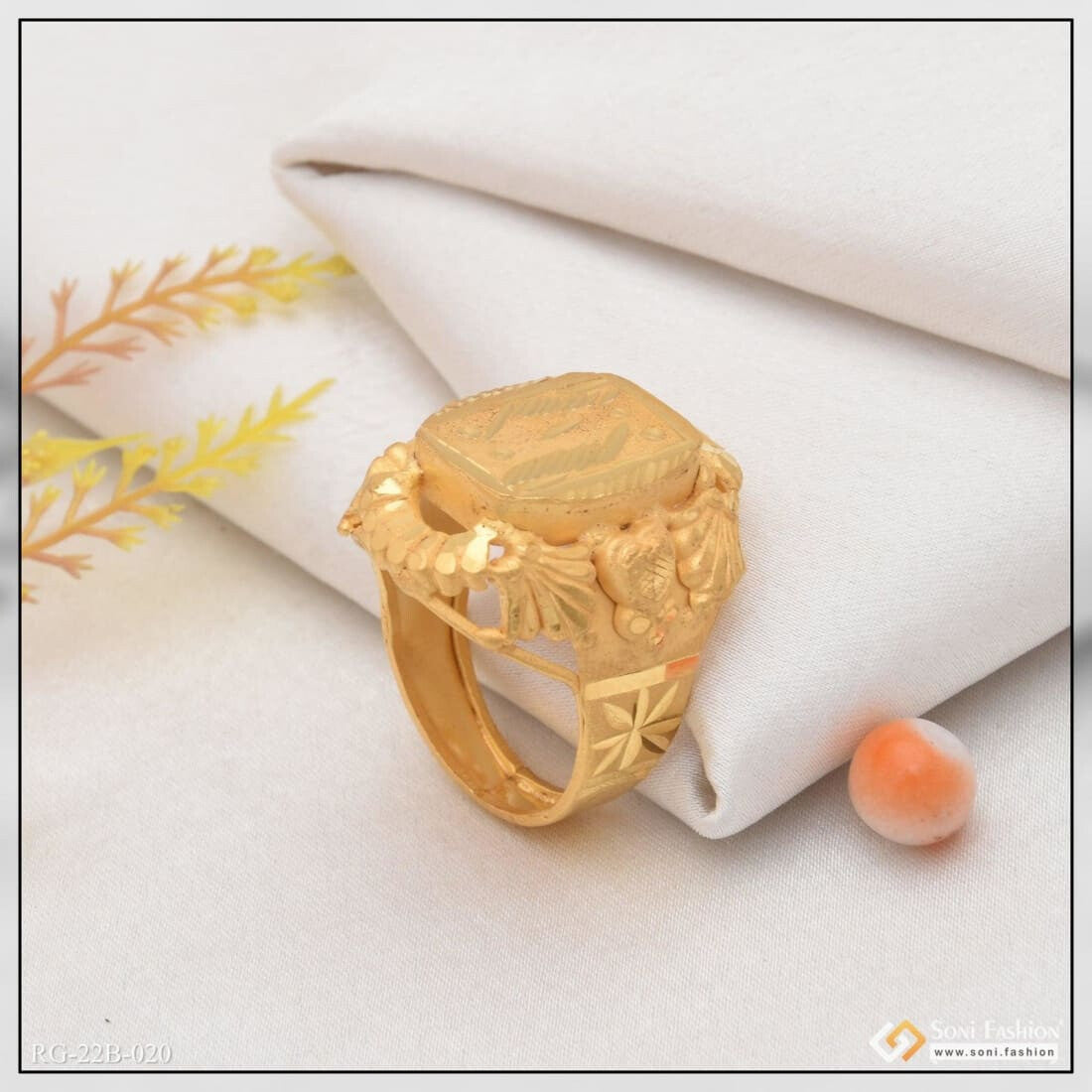 22k Gold Checkered Ring For Men| Raj Jewels