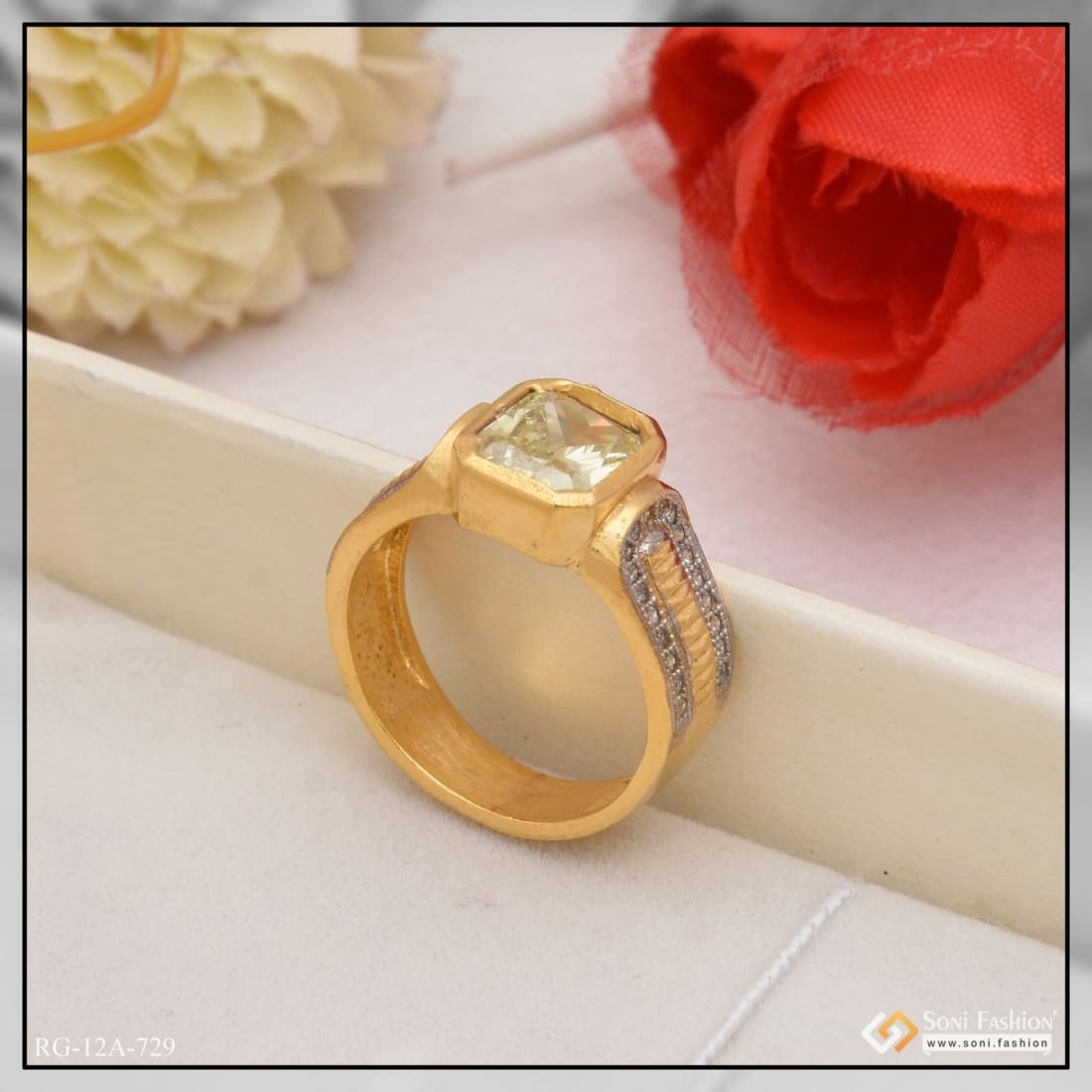 Gold fancy Ring with single stone design 22k purity,stone less  Weight-4.200gm Approx (genuine size) – Asdelo