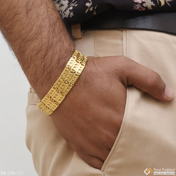 1 Gram Gold Nawabi 3 Line Delicate Design Gold Plated Bracelet For Men -  Style B717 | Buy 1 Gram Gold Jewellery – Soni Fashion®