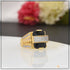1 Gram Gold Plated Black Stone With Diamond Best Quality Ring For Men - Style B474