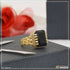 1 Gram Gold Plated Black Stone With Diamond Funky Design Ring For Men - Style B487