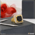 1 Gram Gold Plated Black Stone with Diamond Latest Design Ring for Men - Style B483